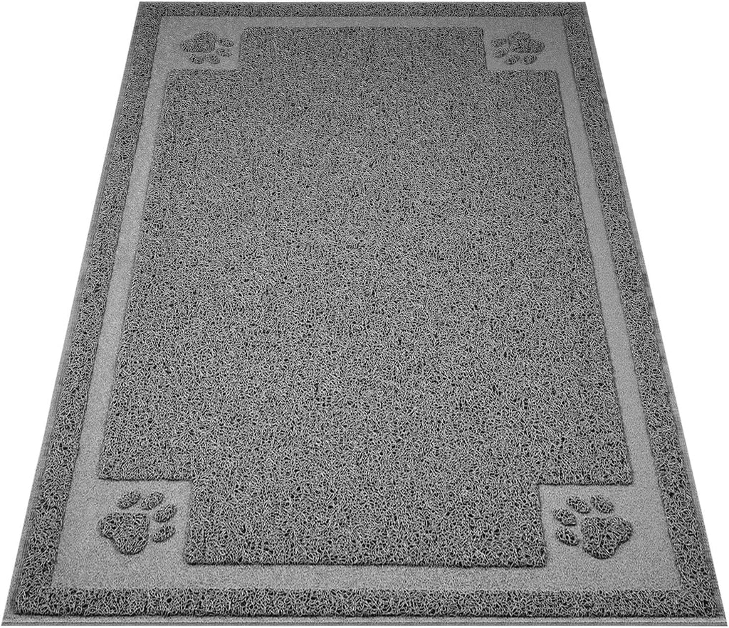 Large Cat Litter Mat Trapper 35"×23", Waterproof, Non-Slip, Gray | Large Litter Box Mat, Foldable Trapping Mat, Anti-Slip Design, for Cat Litter Boxes and Sensitive Paws, Easy to Clean