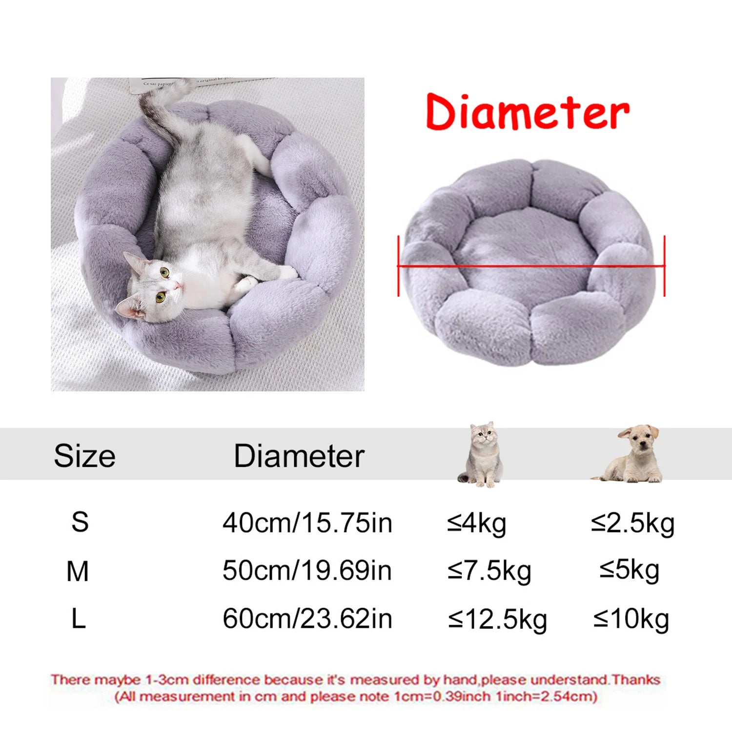 40-90Cm 6 Sizes round Pet Bed for Large Dog Bed Super Soft Cat Bed Plush Dog House for Medium Dog House Winter Warm Sleeping