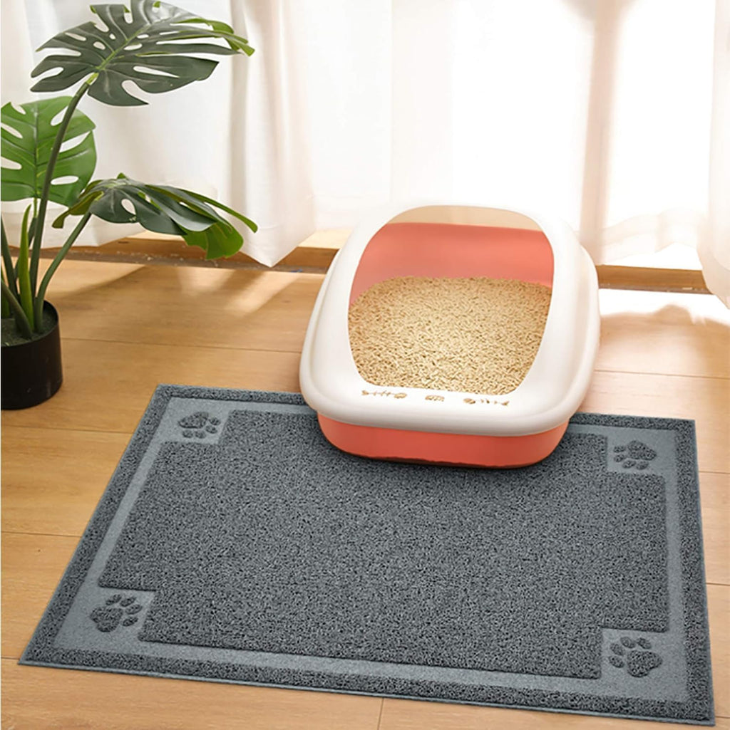 Large Cat Litter Mat Trapper 35"×23", Waterproof, Non-Slip, Gray | Large Litter Box Mat, Foldable Trapping Mat, Anti-Slip Design, for Cat Litter Boxes and Sensitive Paws, Easy to Clean