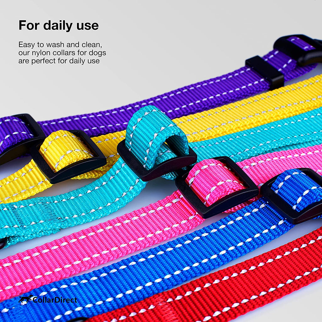 Reflective Dog Collar for a Small, Medium, Large Dog or Puppy with a Quick Release Buckle - Boy and Girl - Nylon Suitable for Swimming (Orange, 10-13 Inch)