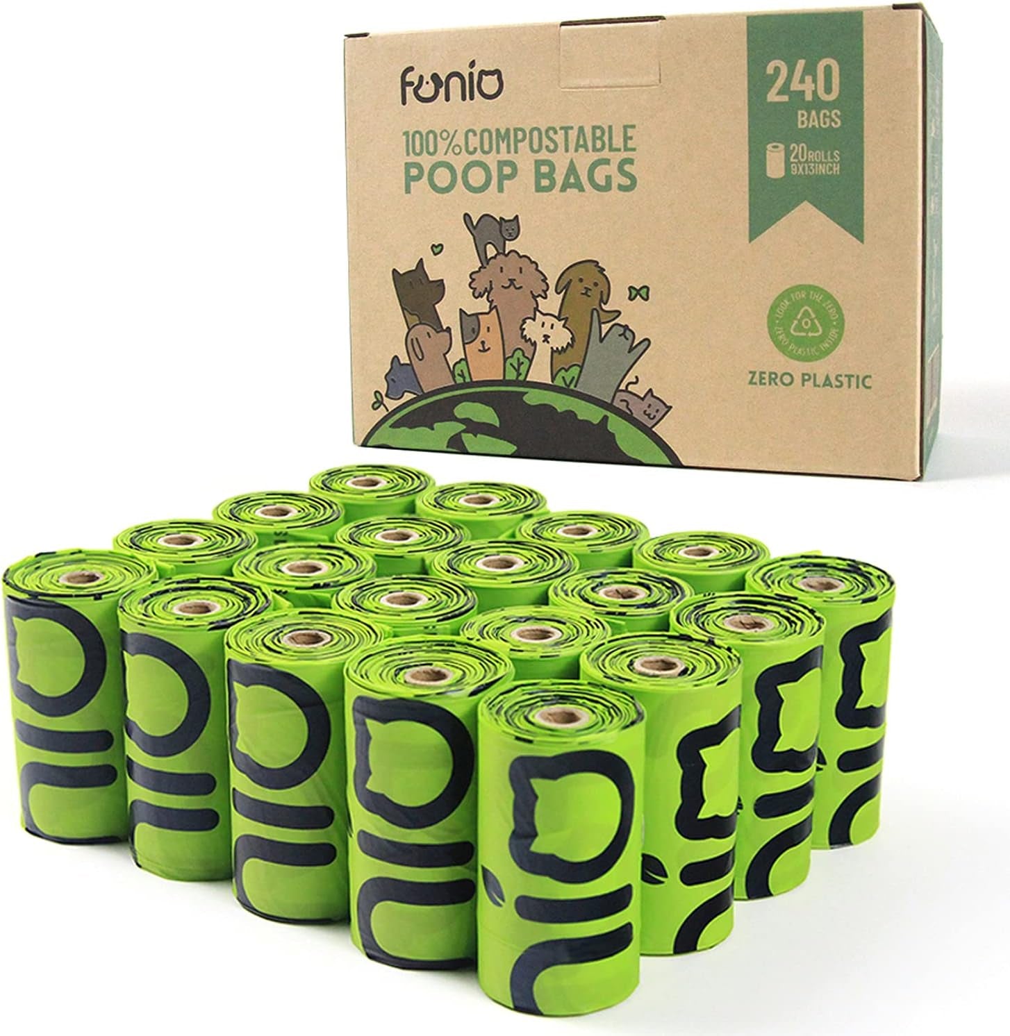 Dog Poop Bag Biodegradable,100% Compostable Vegetable Based Corn Starch Poop Bags,Certified Compostable Dog Poo Bags