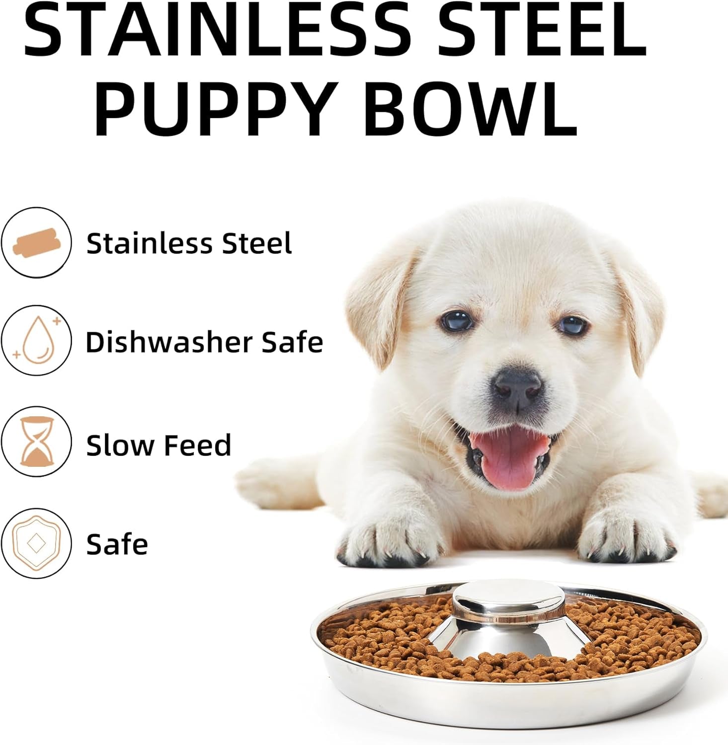 2 Pack Stainless Steel Puppy Bowls, Dog Feeding Bowl | Mush Feeder for Litters, Shallow Weaning for Food and Water, Multiple Dishes
