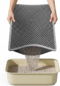 Cat Litter Mat, 15"X24" Small Double Layer Litter Trapping Mat, Waterproof/Urineproof, Easy to Clean Kitty Litter Mats for Floor, Scatter Control (Grey-1Pack)