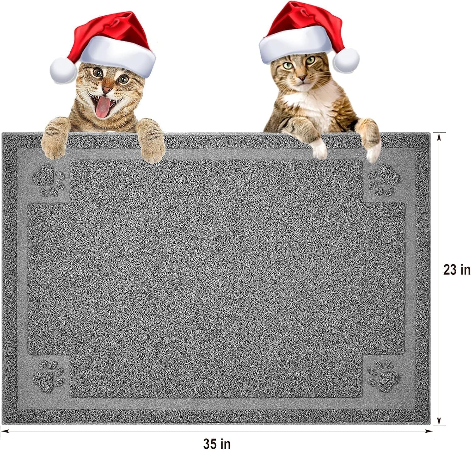Large Cat Litter Mat Trapper 35"×23", Waterproof, Non-Slip, Gray | Large Litter Box Mat, Foldable Trapping Mat, Anti-Slip Design, for Cat Litter Boxes and Sensitive Paws, Easy to Clean