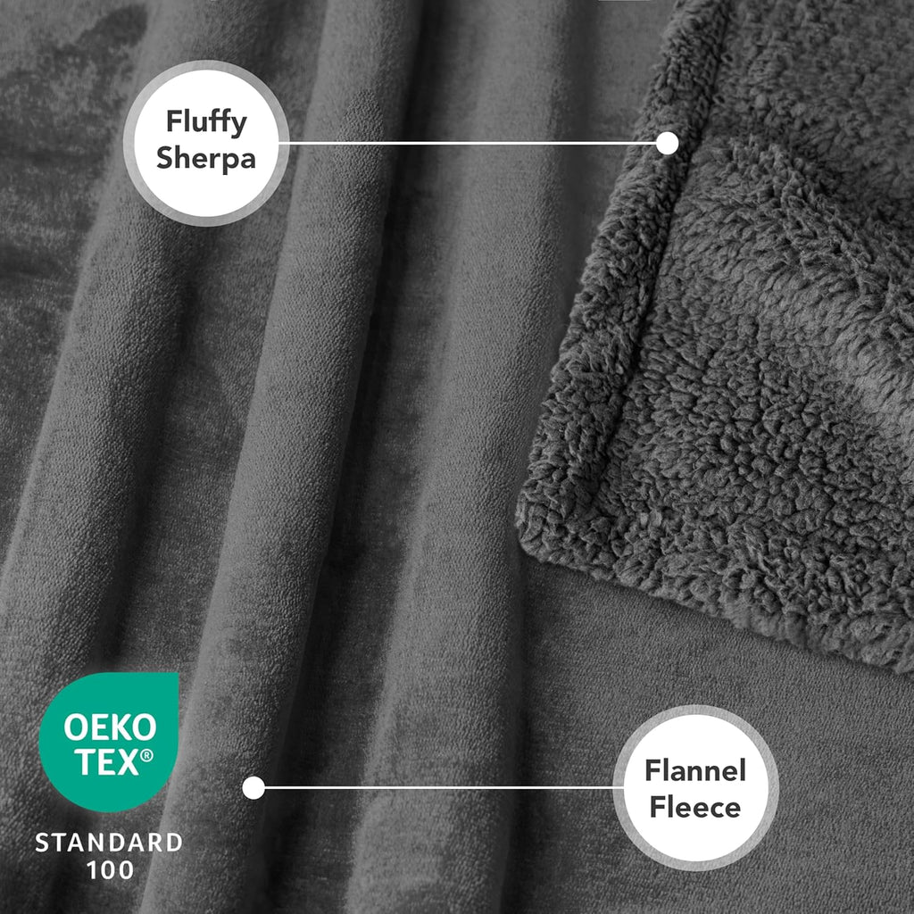 Dog Blanket for Medium Large Dogs and Pets, Soft Sherpa Fleece Pet Blanket Throw Cats Puppies, Reversible Plush Couch Cover Protector Sofa Bed Car Seat, Machine Washable, 80X60, Solid Dark Gray