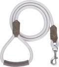 Dog Leash with Genuine Leather Handle, 6 FT/5 FT/4 FT | Leather Grip Rope Leash, Heavy Duty 360° Swivel Metal Clasp, for Small Medium & Large Dogs
