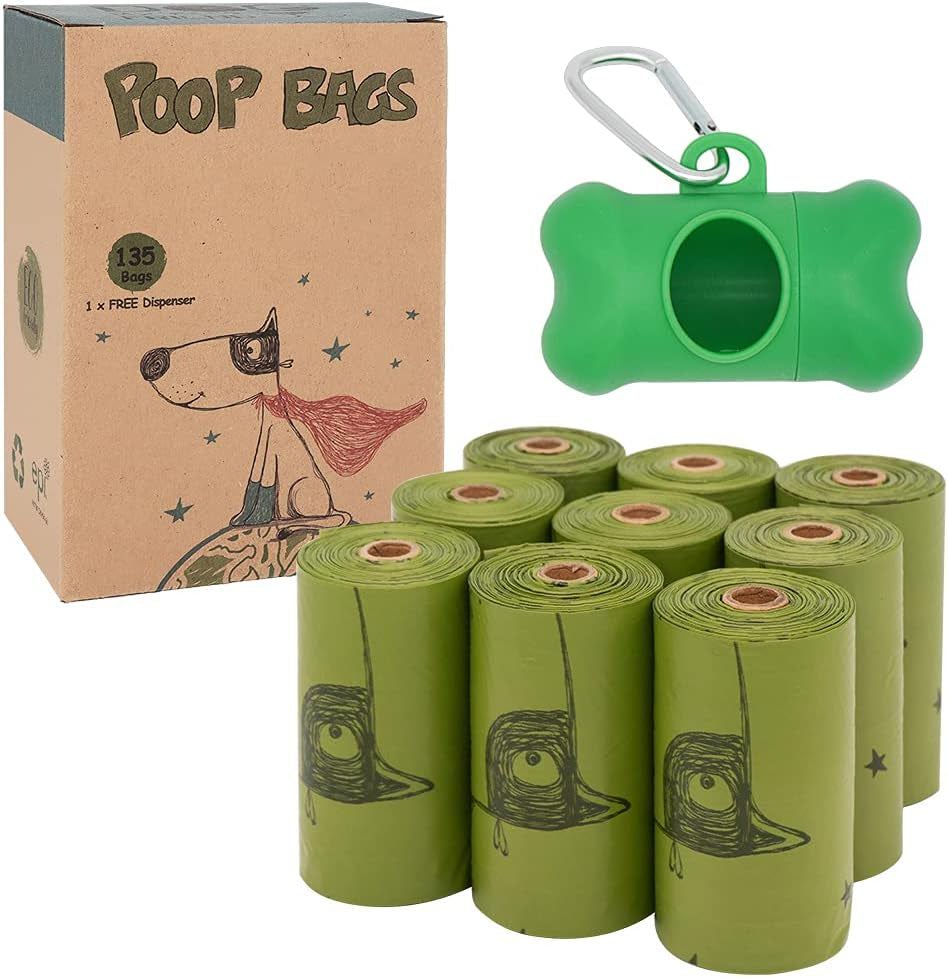 Dog Poop Bags 240 Count, Unscented Extra Thick Waste Bag with Dispenser, 100% Leak Proof, Doggie Bag Refill Rolls