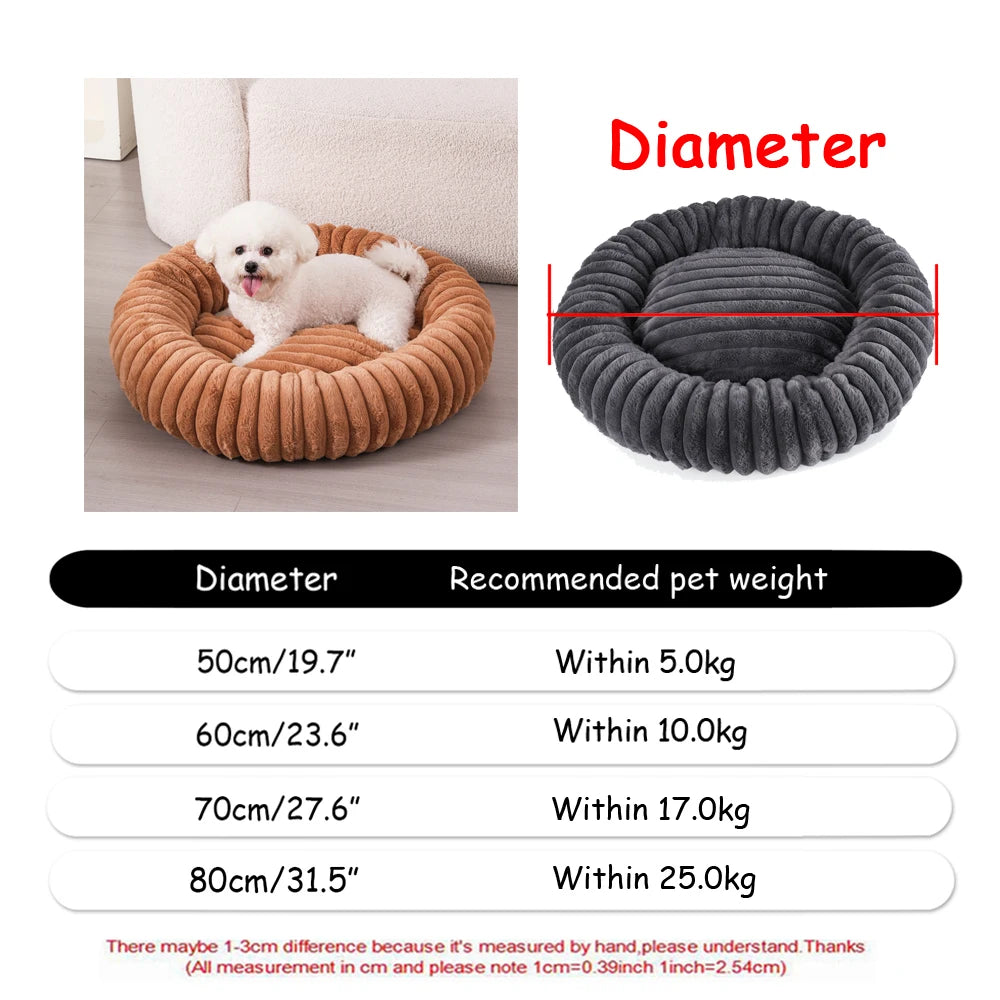 40-90Cm 6 Sizes round Pet Bed for Large Dog Bed Super Soft Cat Bed Plush Dog House for Medium Dog House Winter Warm Sleeping
