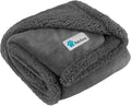 Dog Blanket for Medium Large Dogs and Pets, Soft Sherpa Fleece Pet Blanket Throw Cats Puppies, Reversible Plush Couch Cover Protector Sofa Bed Car Seat, Machine Washable, 80X60, Solid Dark Gray