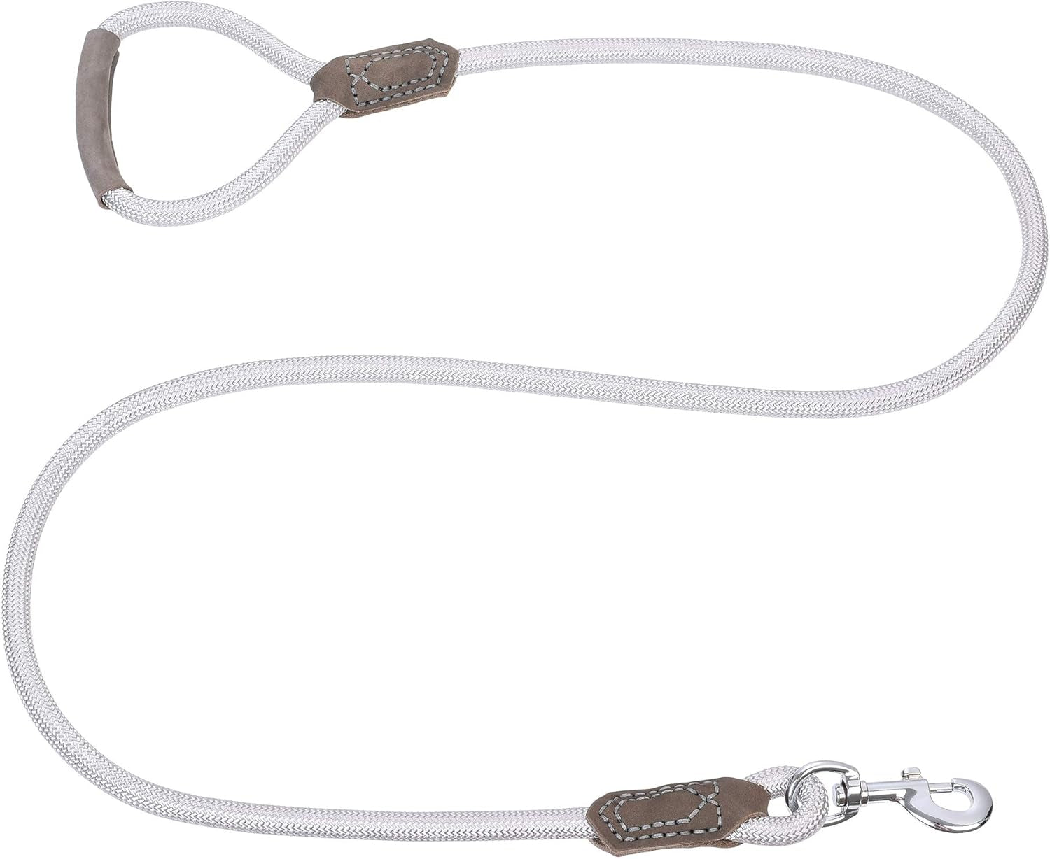 Dog Leash with Genuine Leather Handle, 6 FT/5 FT/4 FT | Leather Grip Rope Leash, Heavy Duty 360° Swivel Metal Clasp, for Small Medium & Large Dogs