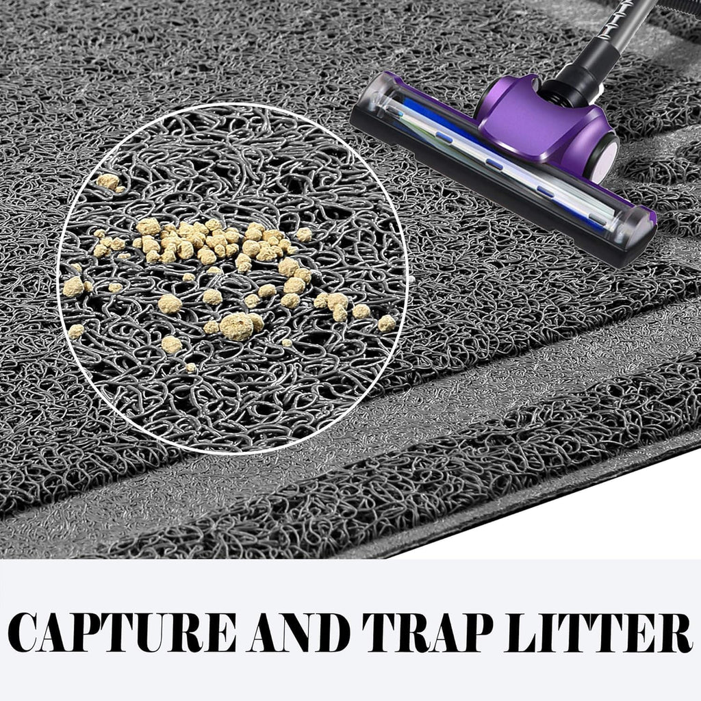 Large Cat Litter Mat Trapper 35"×23", Waterproof, Non-Slip, Gray | Large Litter Box Mat, Foldable Trapping Mat, Anti-Slip Design, for Cat Litter Boxes and Sensitive Paws, Easy to Clean