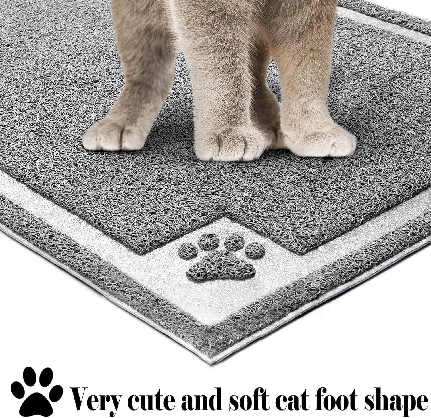 Large Cat Litter Mat Trapper 35"×23", Waterproof, Non-Slip, Gray | Large Litter Box Mat, Foldable Trapping Mat, Anti-Slip Design, for Cat Litter Boxes and Sensitive Paws, Easy to Clean