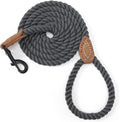 Dog Leash, Braided Cotton Rope Leashes with Leather Tailor Tip with Leather Tip - Heavy Duty Metal Clasp, 4FT, 1/2" Thick - Wedding, Walking for Medium Large Dogs(Dark Gray)