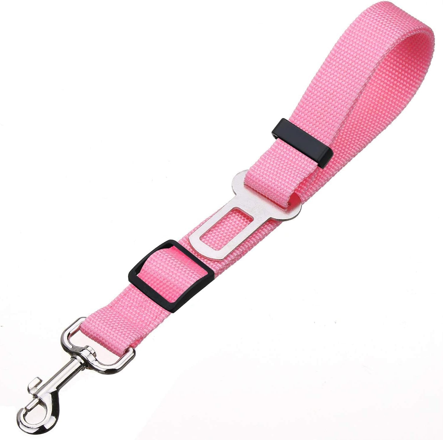 2 Packs Adjustable Length Pet Dog Cat Car Seat Belt Pet Seat Belt Pet Accessories for Dogs Cats and Pets (Black Pink)