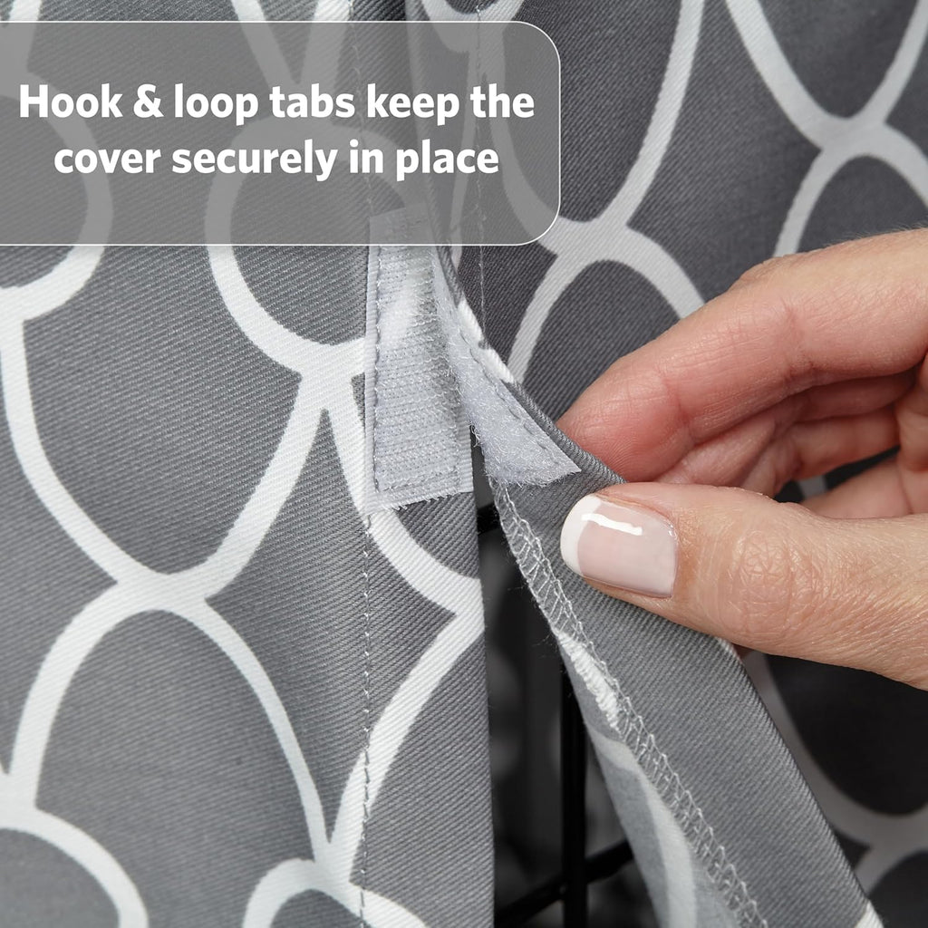 Dog Crate Cover with Teflon Fabric Protector, Poly-Cotton Privacy Kennel Cover Fits Most 36-Inch Crates, Gray Designer Print, Washable, Reduces Barking