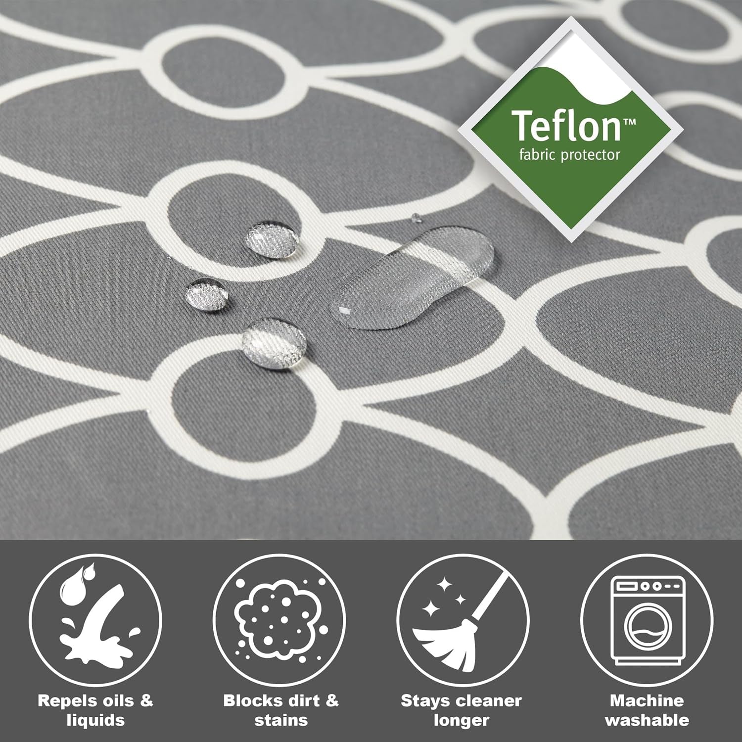 Dog Crate Cover with Teflon Fabric Protector, Poly-Cotton Privacy Kennel Cover Fits Most 36-Inch Crates, Gray Designer Print, Washable, Reduces Barking