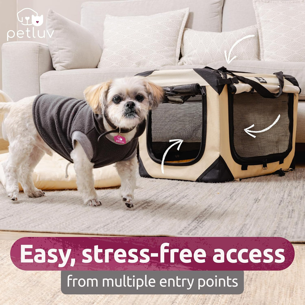 Cat & Dog Pet Carrier, Soft-Sided, Large 24"X16"X16", Fits Large Cat, 2 Cats, or Medium Dog Comfortably, Great for Travel & Vet Visits, Privacy Windows, Removable Bed, Locking Zippers, Foldable