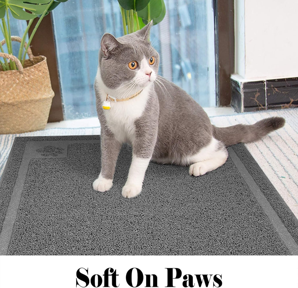 Large Cat Litter Mat Trapper 35"×23", Waterproof, Non-Slip, Gray | Large Litter Box Mat, Foldable Trapping Mat, Anti-Slip Design, for Cat Litter Boxes and Sensitive Paws, Easy to Clean